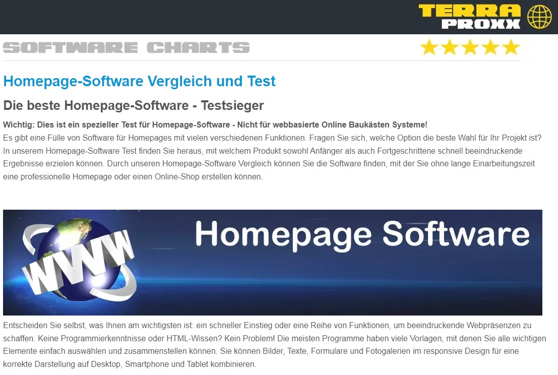Homepage Software Vergleich